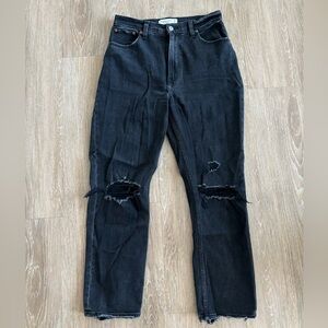 Abercrombie & Fitch ankle straight ultra high rise curve love black jean